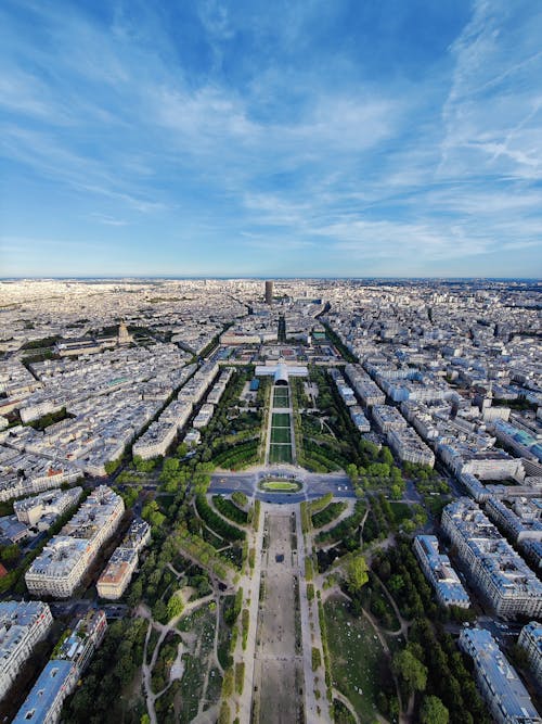 Park in Paris, France in Birds Eye View