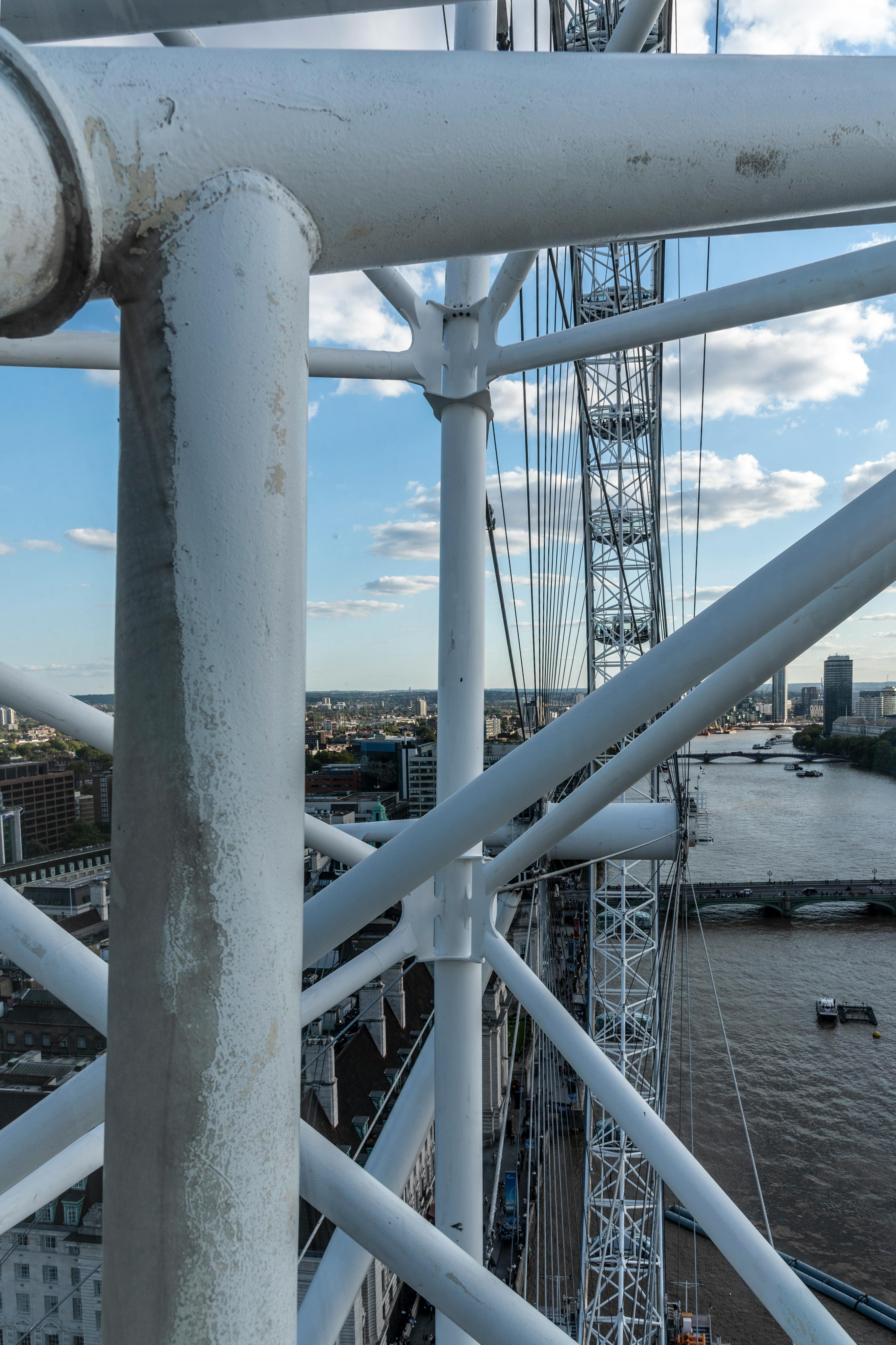 Free stock photo of looking through the London Eye structure