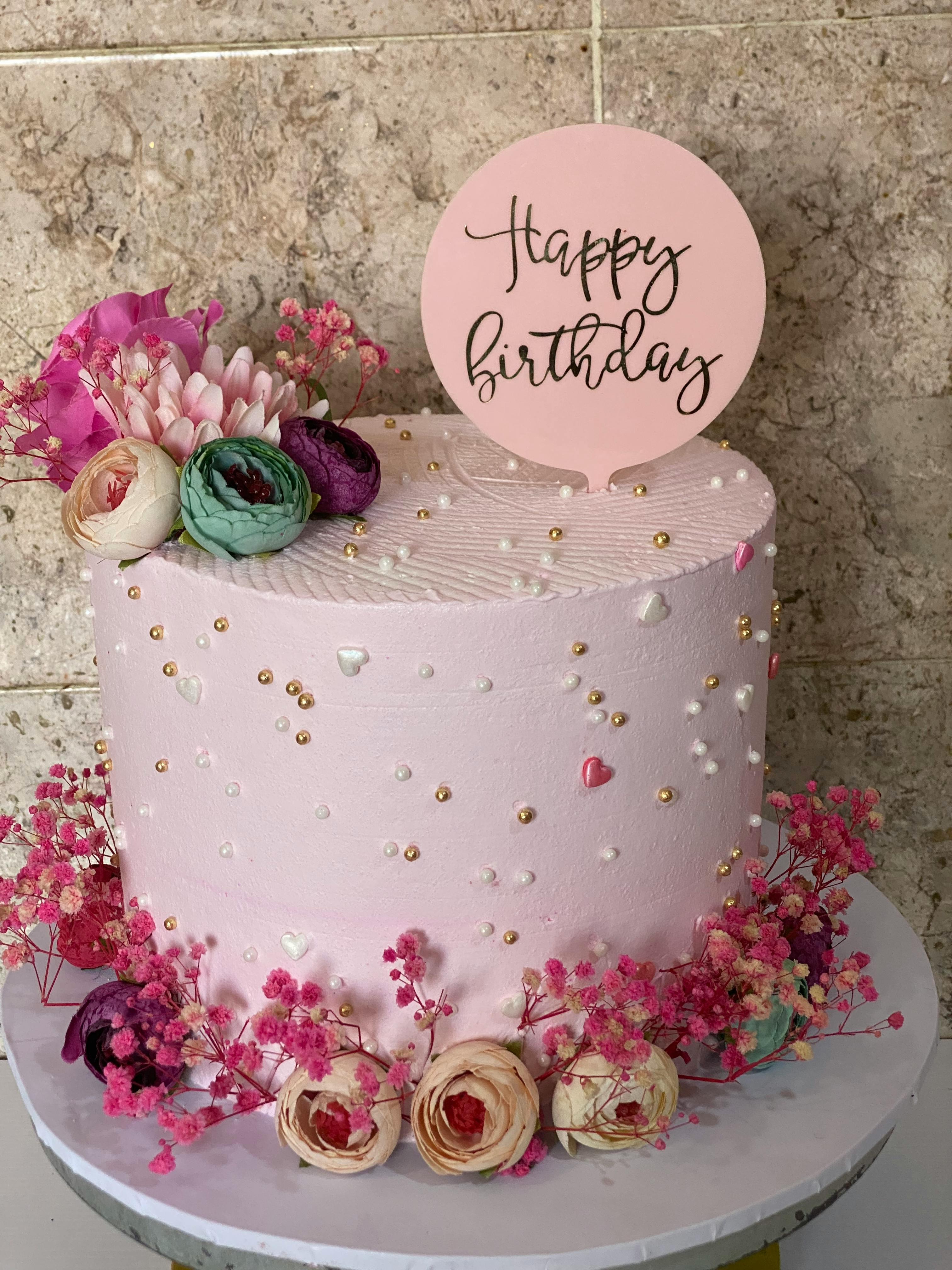 happy birthday flower cake