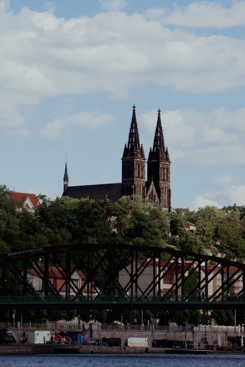 View of the Basilica of St. Peter and St. Paul at Vysehrad, Prague, Czech Republic 