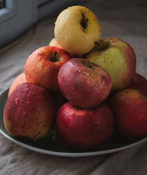 Wet Apples on a Plate