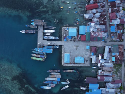 Boats in Marina on Riverbank