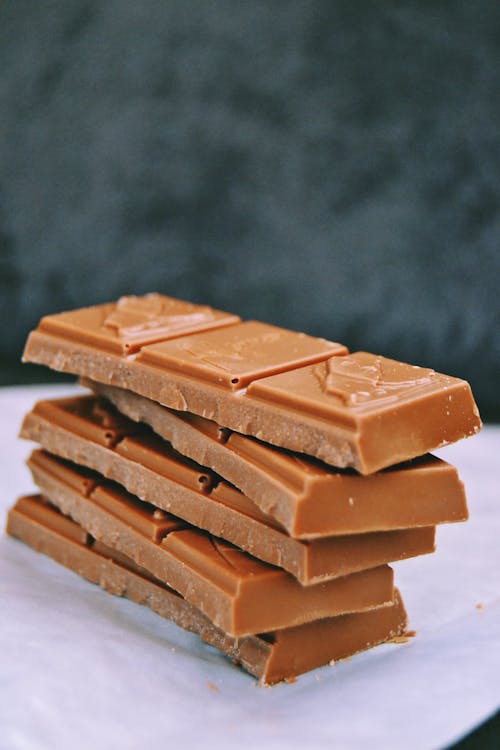 Close-up of a Stack of Milk Chocolate 