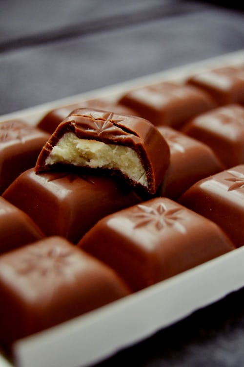 Bitten Chocolate in Close-up View