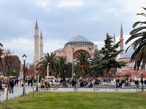 People Walking In Front of Hagia Sophia Grand Mosque