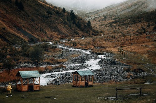 Frozen River Between Mountains