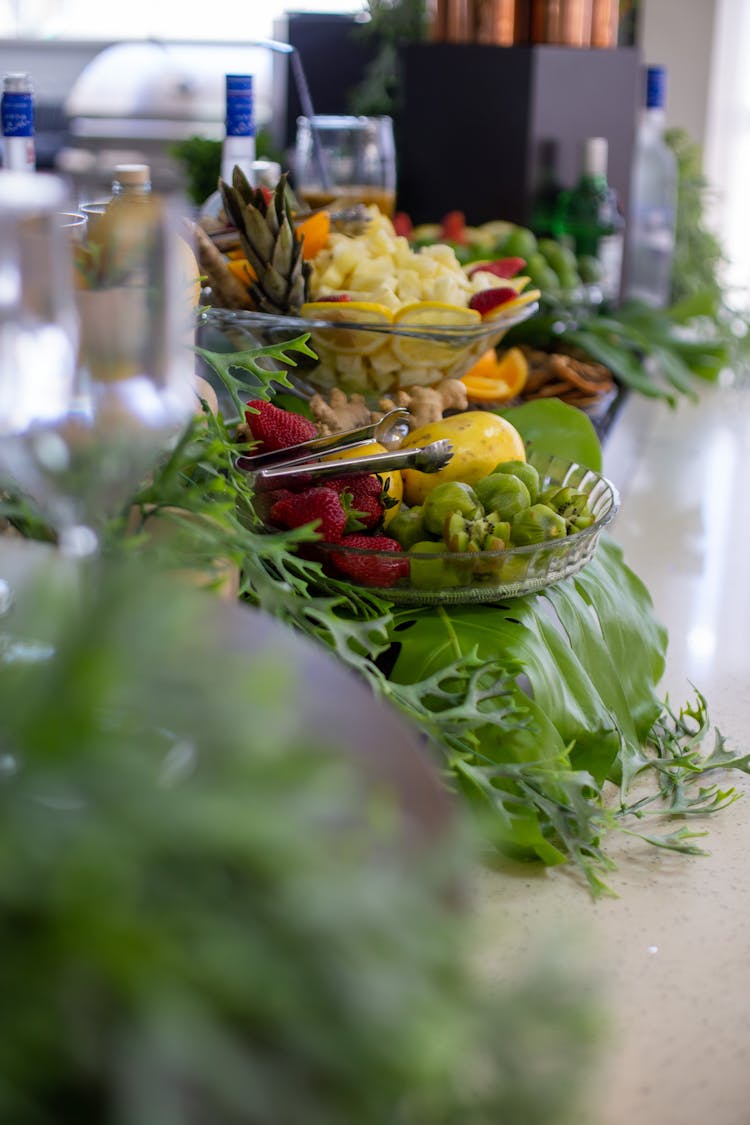 Fruit And Vegetables On Plates