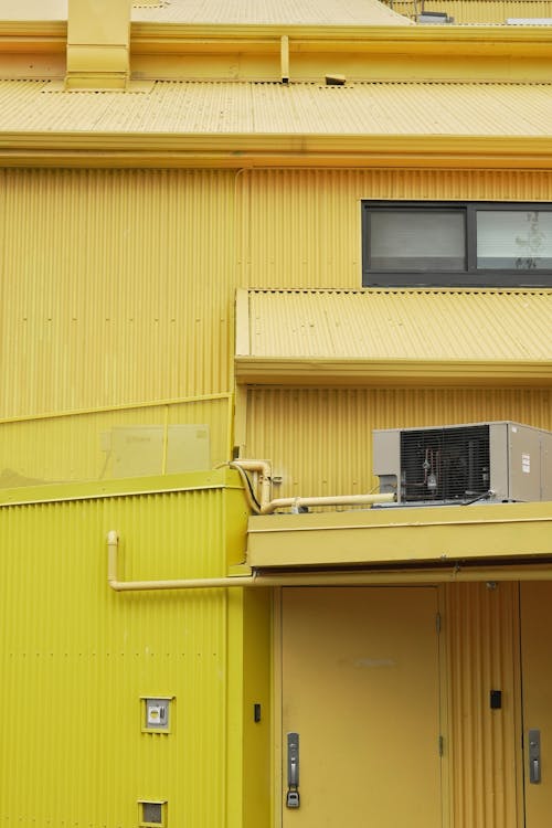 Steel Yellow Walls of Industrial Building