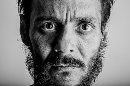 Close-up Portrait of Bearded Man with Moustache