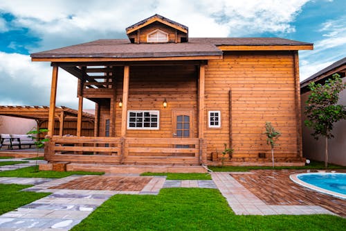 Wooden House with Lawn 