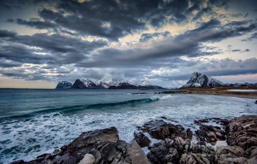 Scenic View of the Beach at Dusk 