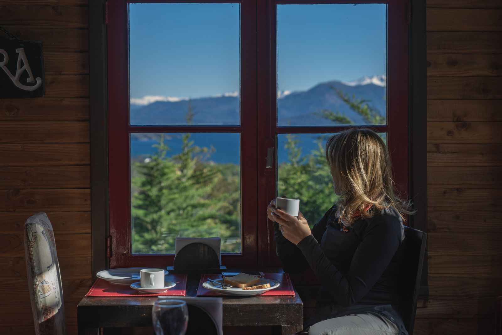 Morning coffee with a mountain view