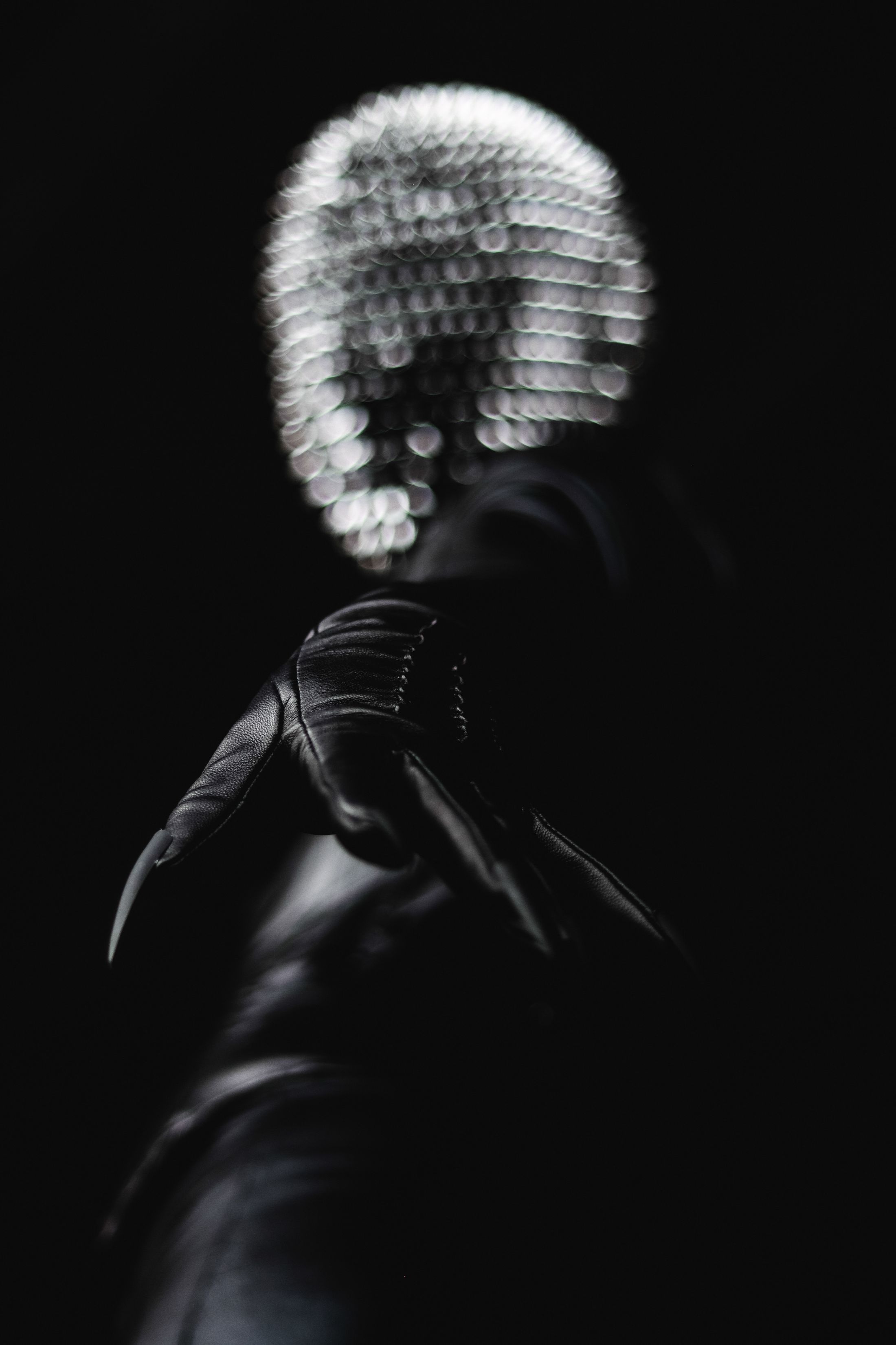 Premium black leather glove close-up