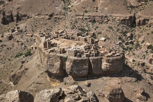 Aerial View of Haid al-Jazil - a Village in Wadi Doan, Hadramaut, Yemen