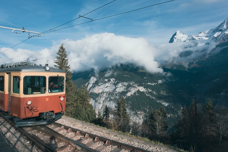 Train Running In Mountains