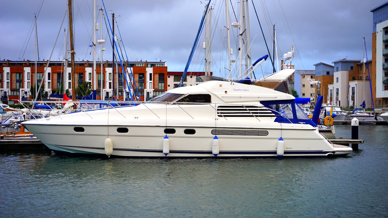 Free White Yacht Docked on Port Stock Photo