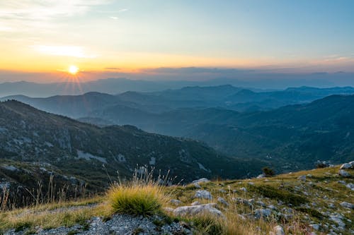 Aerial Photography of Mountains during Sunset