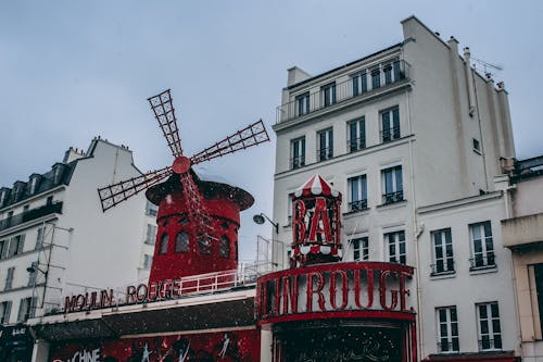 Red and Black Inrouge Water Mill Building