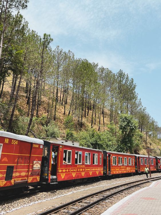 Hill Train Train near Trees and Hill · Free Stock Photo