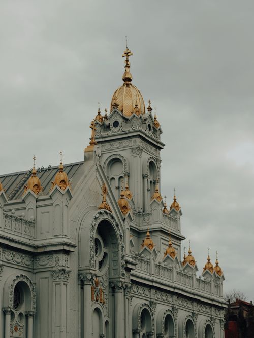 Free Stunning ornate church architecture in Istanbul captured on an overcast day. Stock Photo