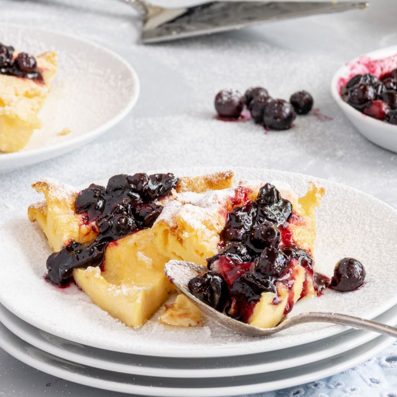 Corn and Blueberry Polenta Breakfast Cake with Honey