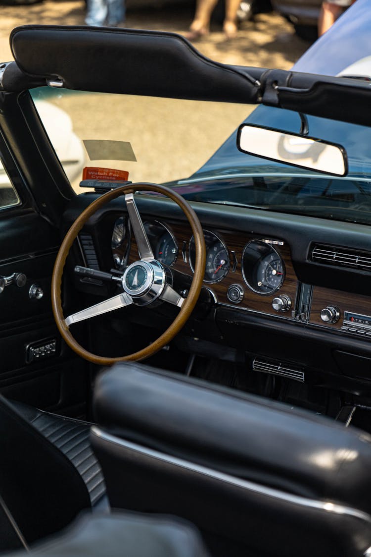 Brown And Silver Car Steering Wheel