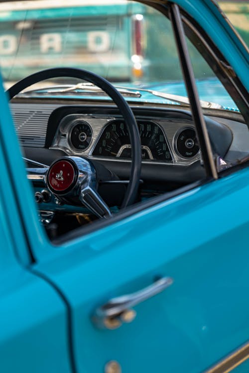 Close-Up Shot of a Blue Car