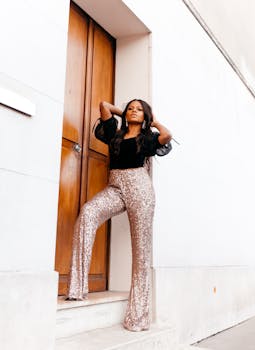 Fashion-forward African American woman posing with confidence in New York City.