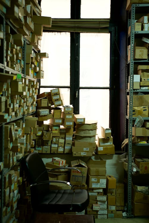 Storage Shelves Full of Boxes