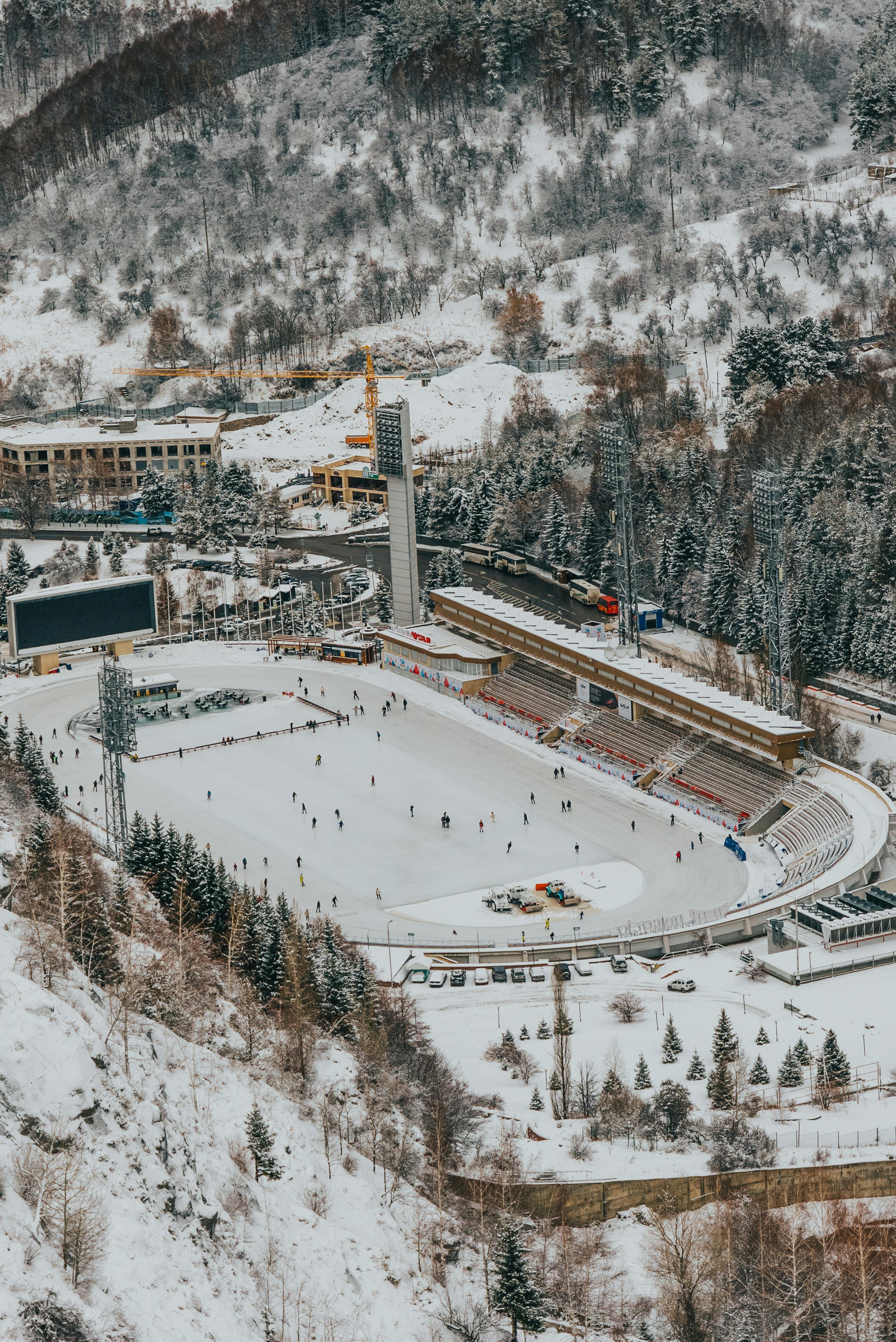 бесплатная Вид на стадион зимой  Стоковое фото