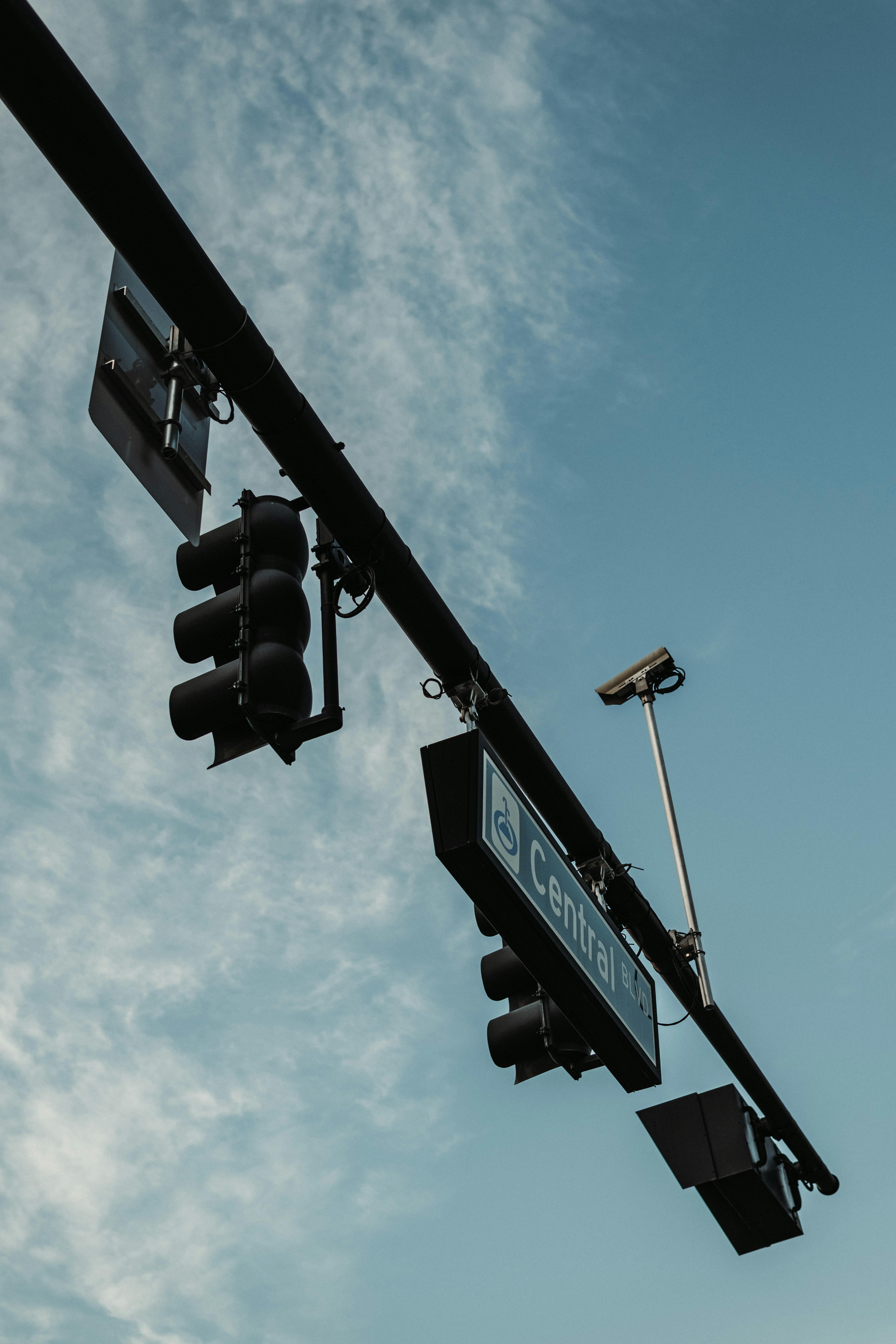 black traffic light under blue sky