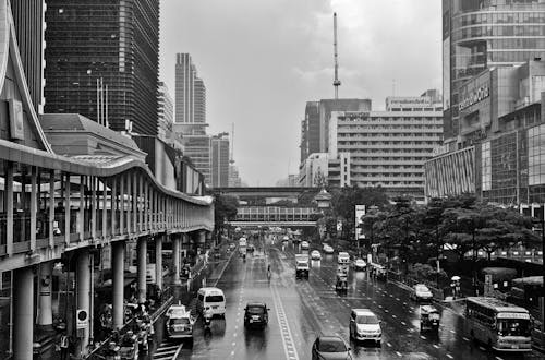 คลังภาพถ่ายฟรี ของ กรุงเทพมหานคร, ขาวดำ, ถนนในเมือง