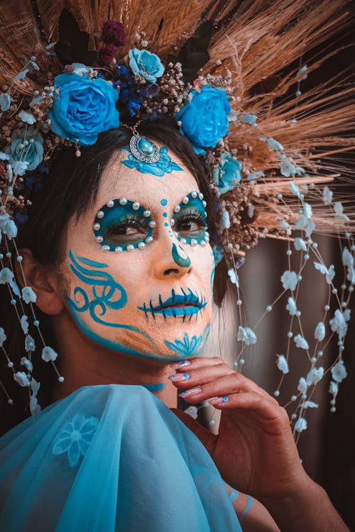 Woman Posing with Painted Face