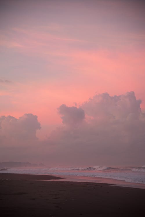 Photos gratuites de bord de mer, ciel rose, coucher de soleil