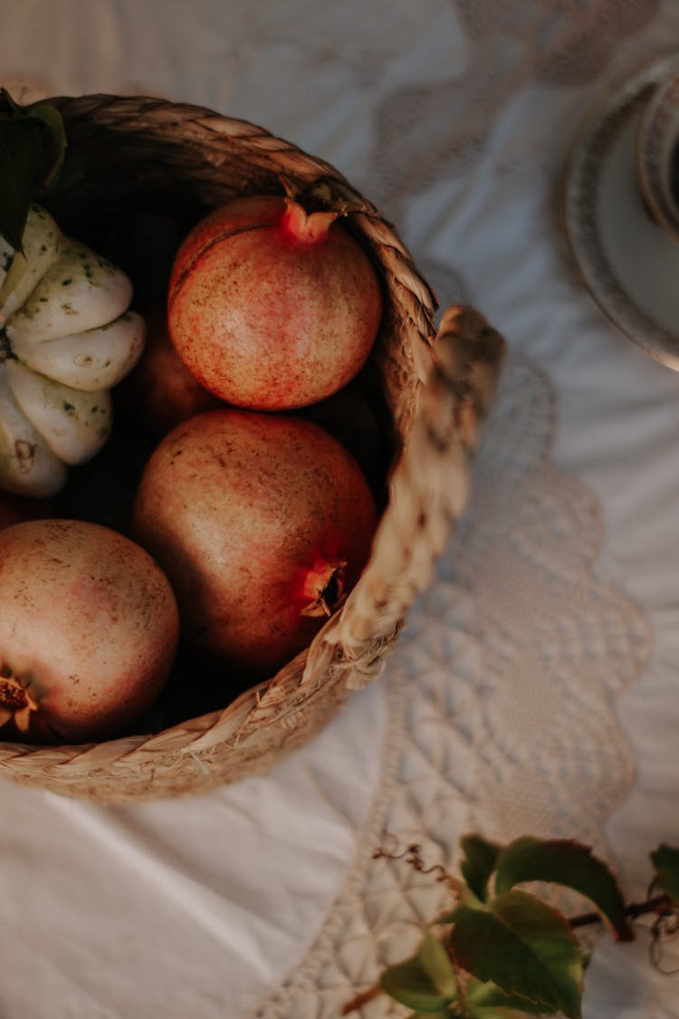 Pomegranates In Basket