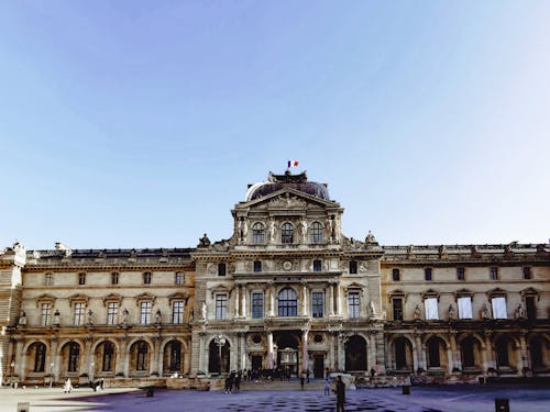 Facade of Louvre Museum in Paris, France