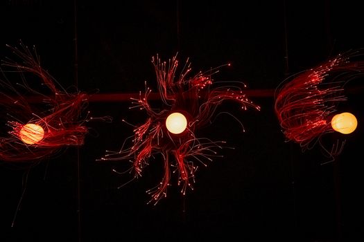 Red and Yellow Lights on Black Background