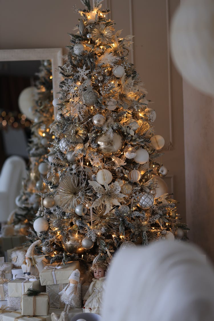 Close Up Of Decorated Christmas Tree