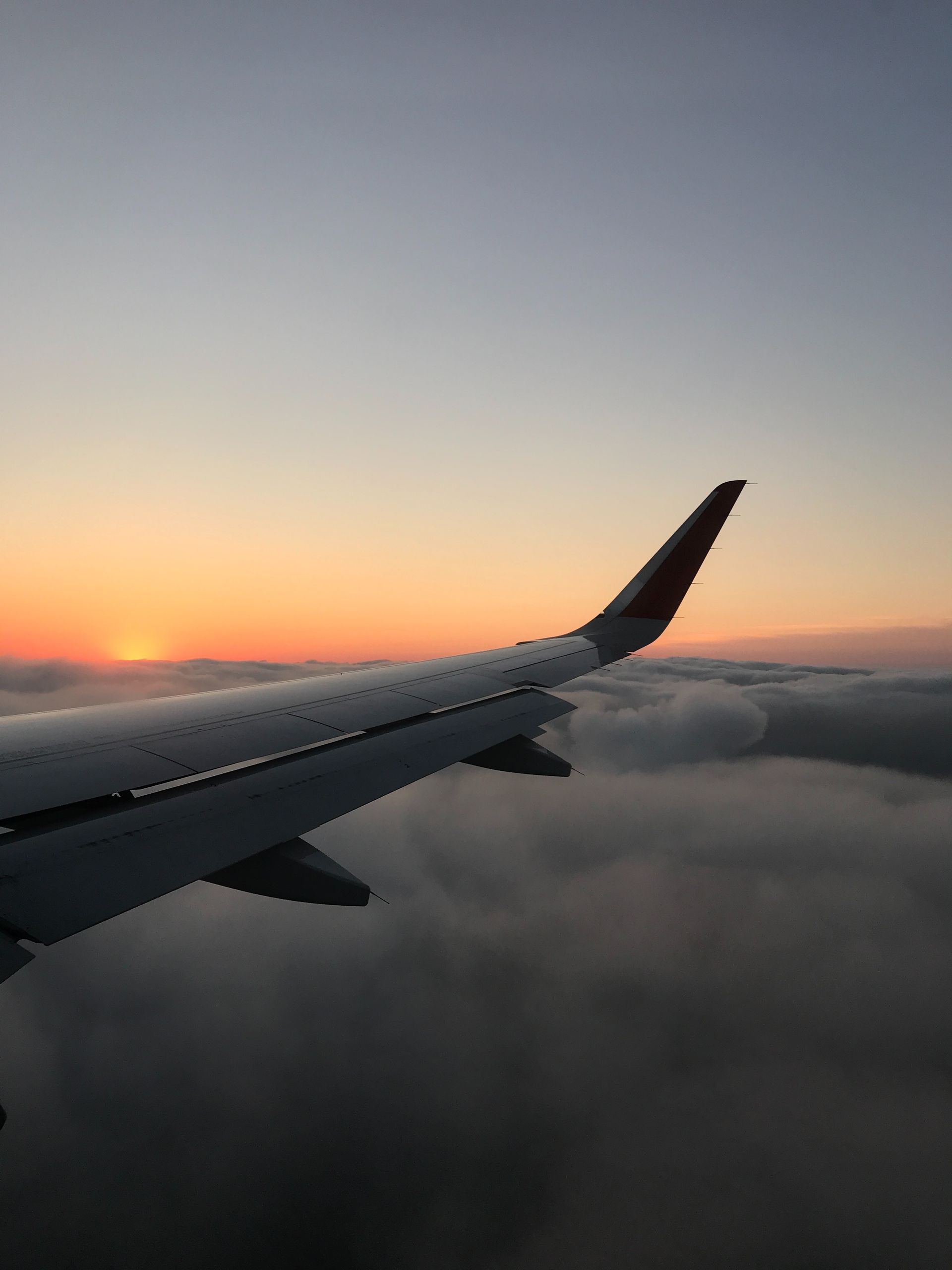 Aircraft wing above the clouds