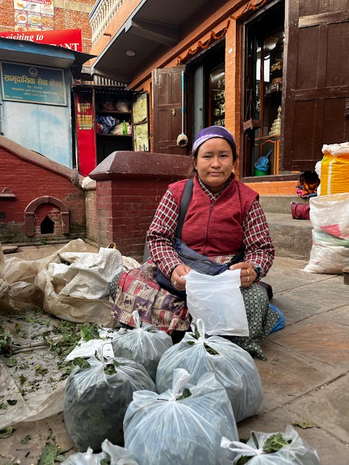 Nepalese Street Vendor Selling Vegetables