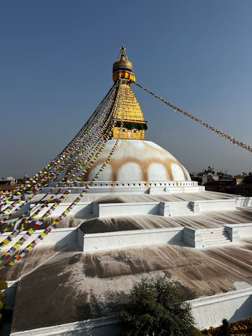 White Stupa Boudhanath in Kathmandu Nepal