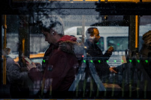 Free Passengers Inside a Public Transport Vehicle Stock Photo