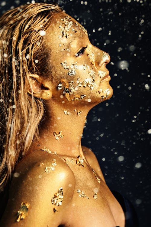 Free Topless Woman With Water Droplets on Her Face Stock Photo