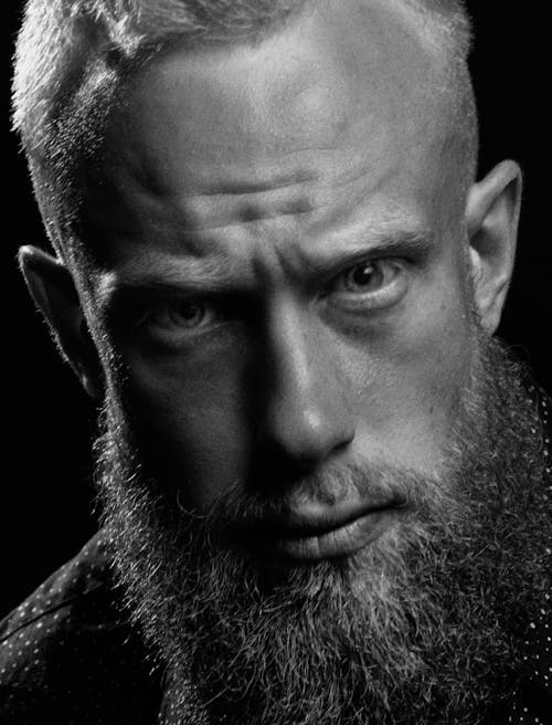Bearded Man in Grayscale Photography