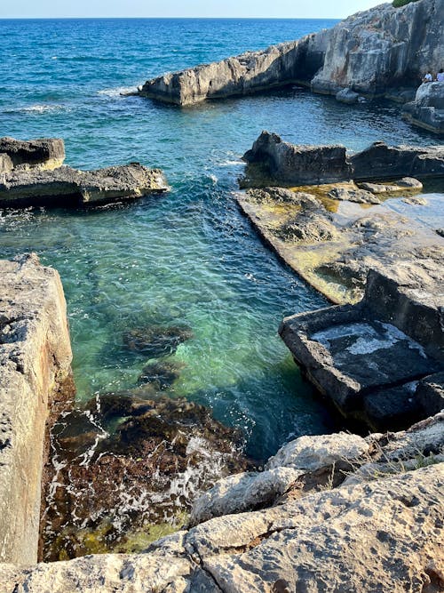Remains of Ancient Seaside Pools Carved into the Rocky Shore