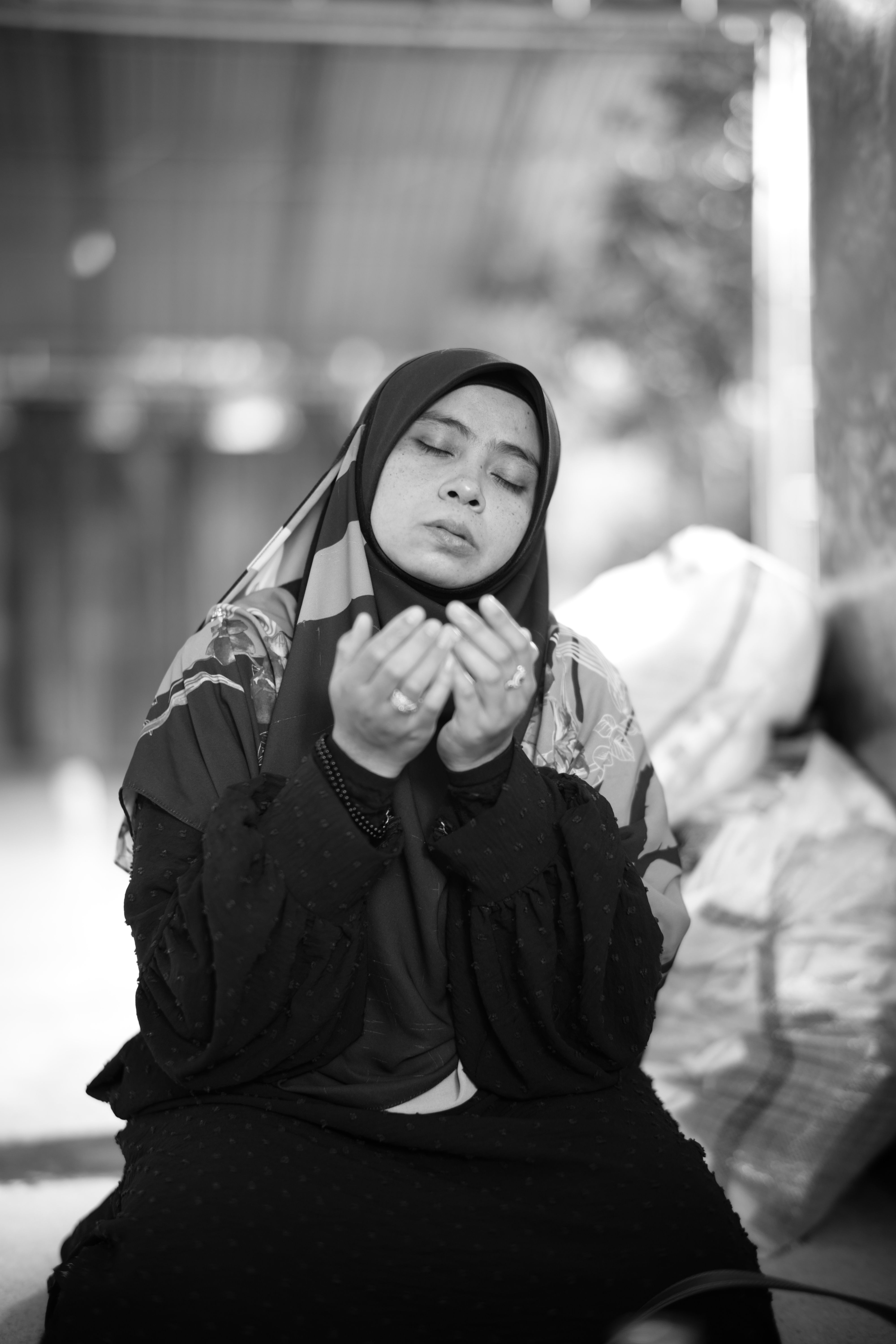 Woman in Black Hijab and Black and White Floral Hijab · Free Stock Photo