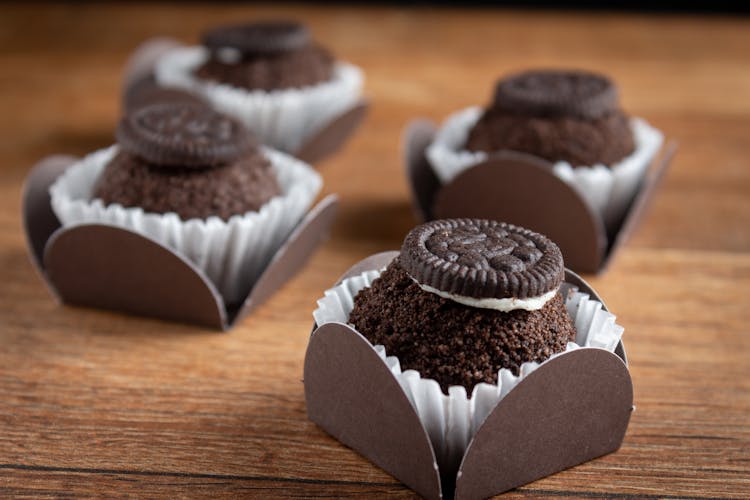 Chocolate Cupcakes On White Paper