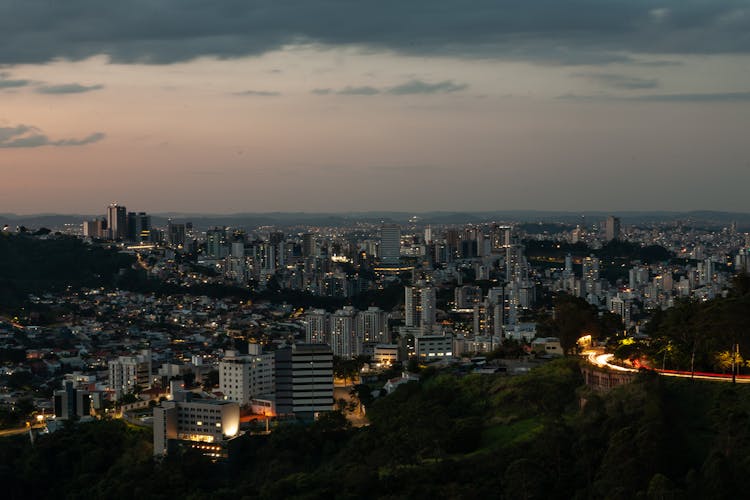 City Skyline During Night Time