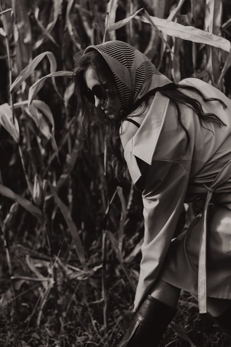 Woman With Sunglasses On Field