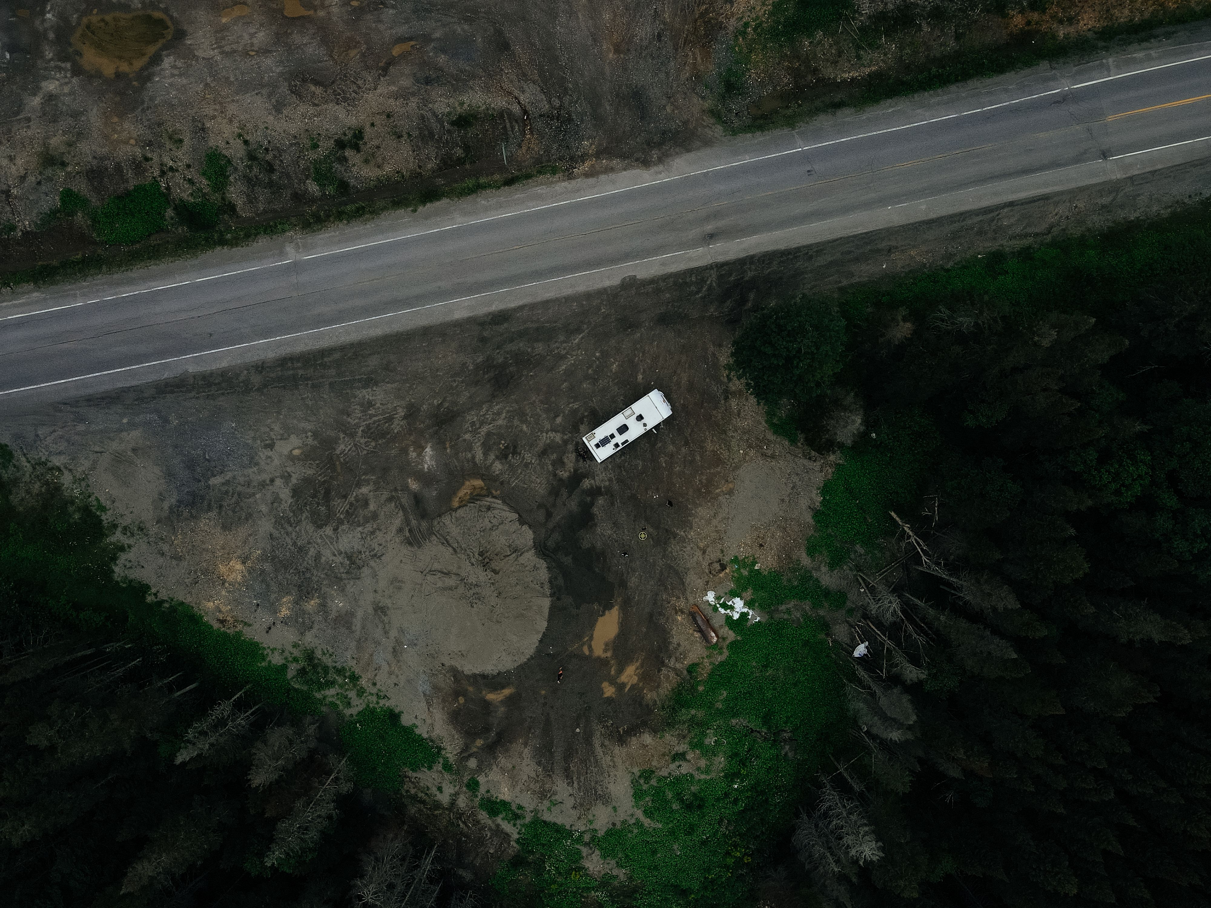 RV set up in a remote desert boondocking location